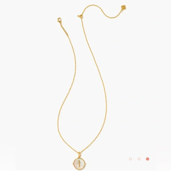 Kendra Scott Letter “I”Gold Disc Pendant Necklace in Iridescent Abalone - Picture 6 of 8